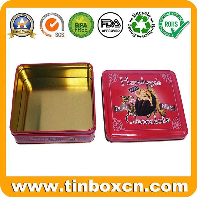 Customized Food Packaging Metal Square Chocolate Tin Box with Embossing