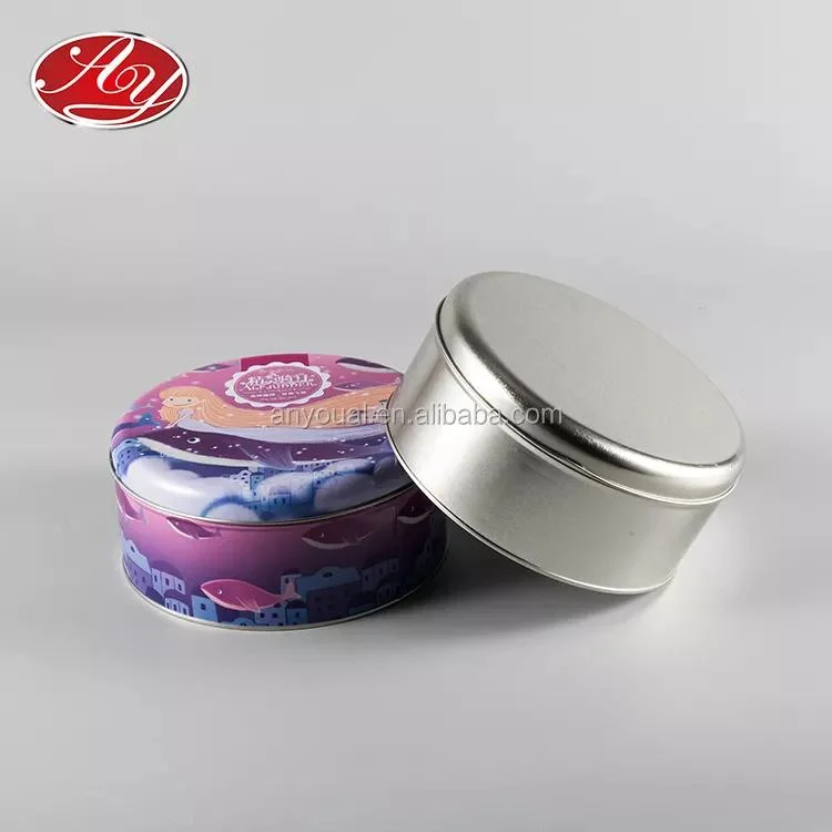 Gift Cookie Candy Chocolate Cake Round Metal Storage Packaging Tin Box