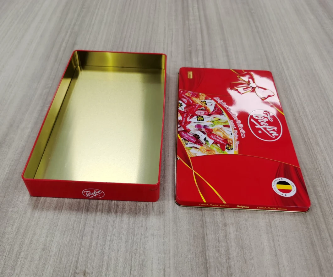 Custom Big Rectangular Polygonal Chocolate Cookie Candy Metal Tin Box